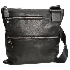 MARGOT Black Leather Double Zipper Crossbody